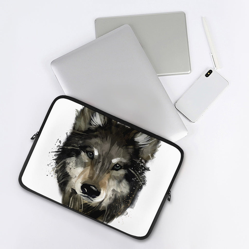 Watercolor Painting Wolf Print Laptop Sleeve