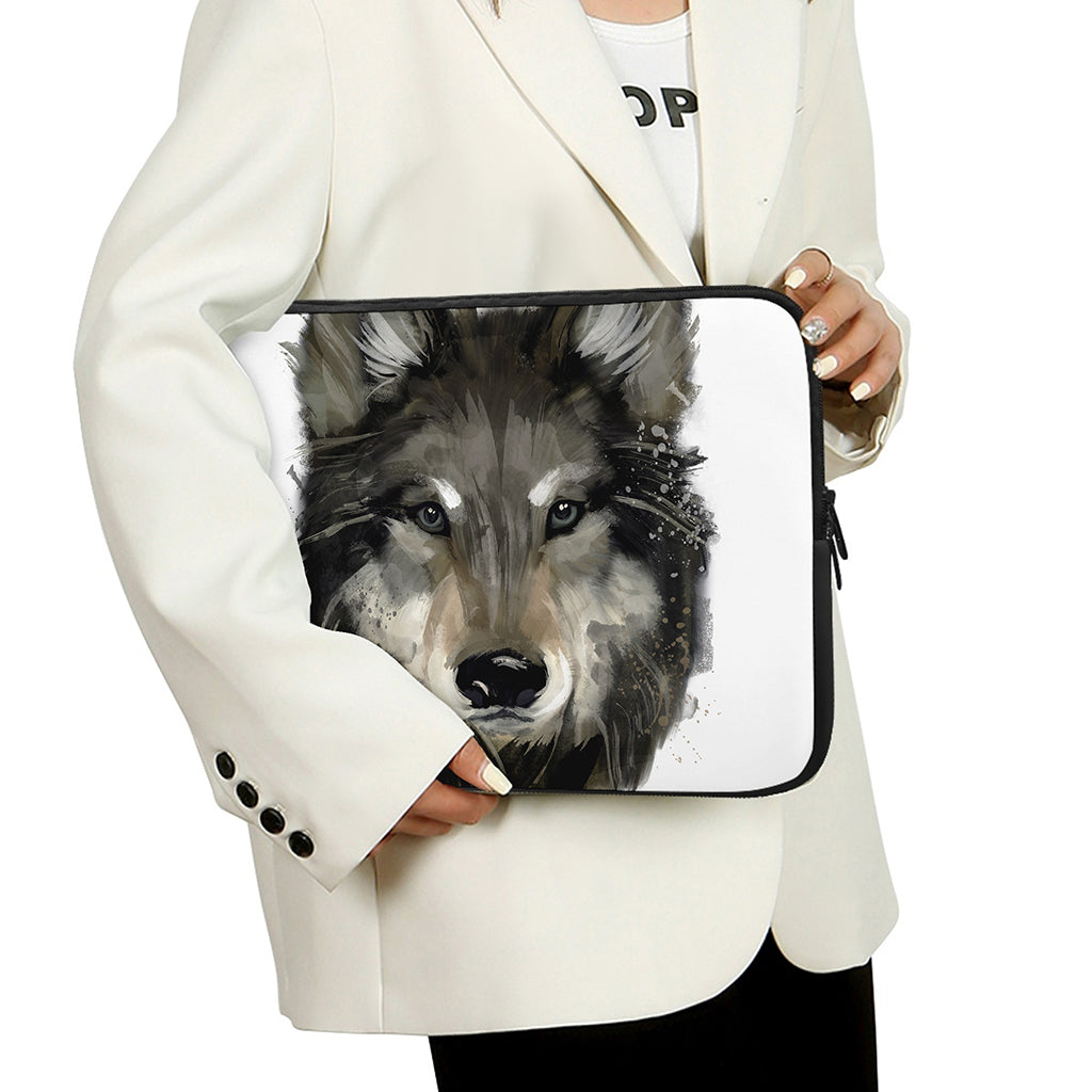 Watercolor Painting Wolf Print Laptop Sleeve