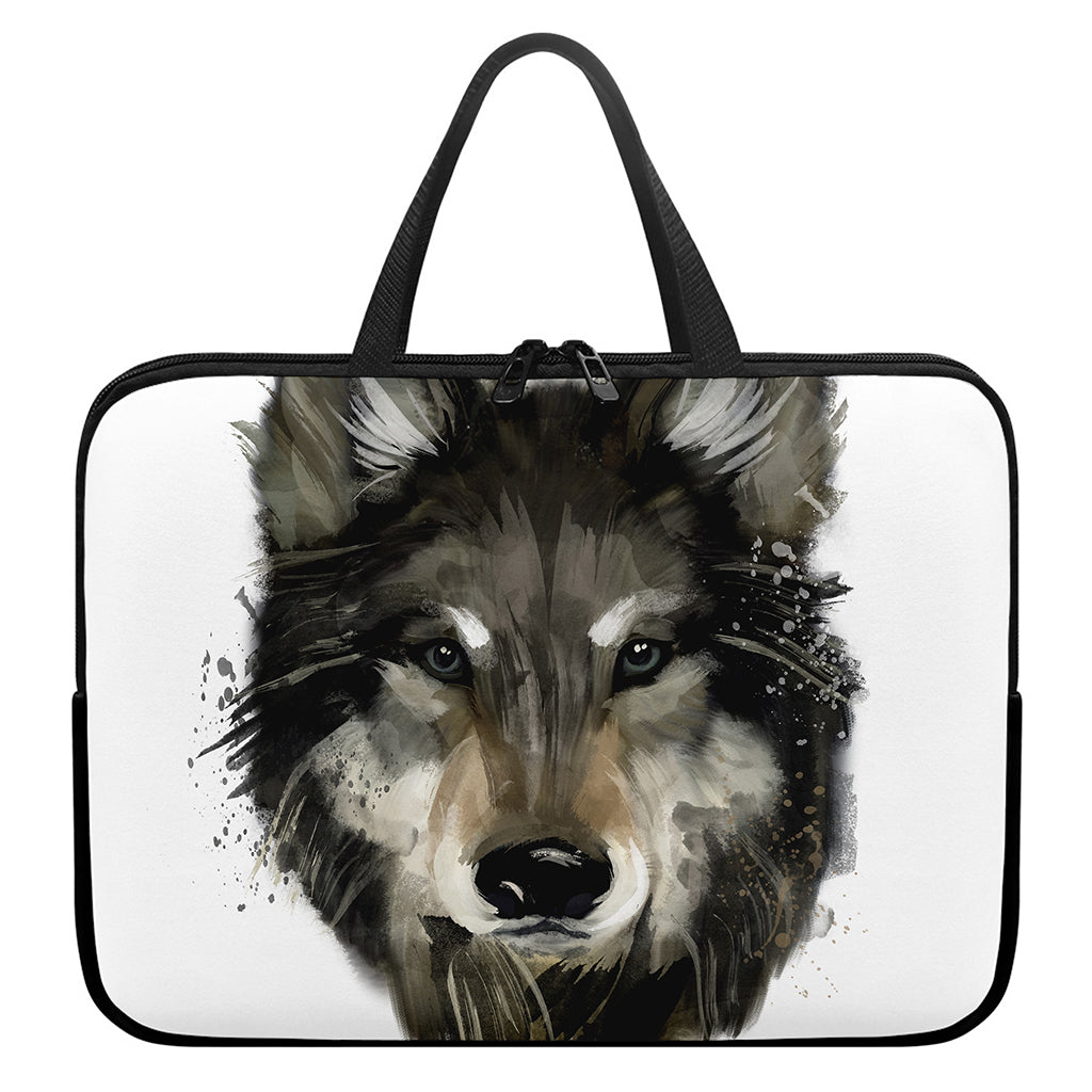 Watercolor Painting Wolf Print Laptop Sleeve With Handle