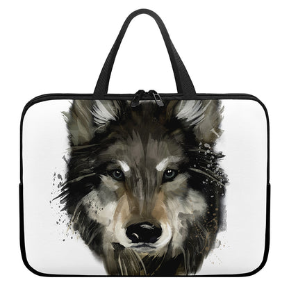 Watercolor Painting Wolf Print Laptop Sleeve With Handle
