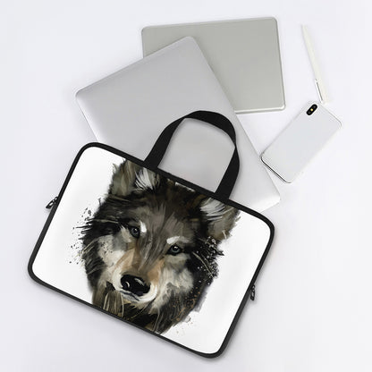Watercolor Painting Wolf Print Laptop Sleeve With Handle