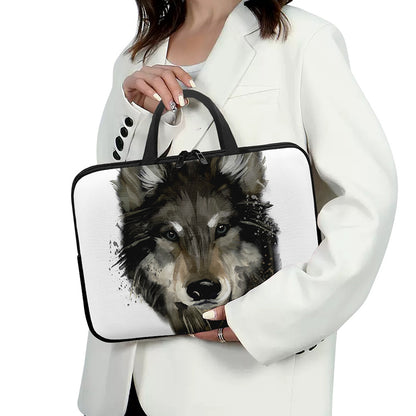 Watercolor Painting Wolf Print Laptop Sleeve With Handle