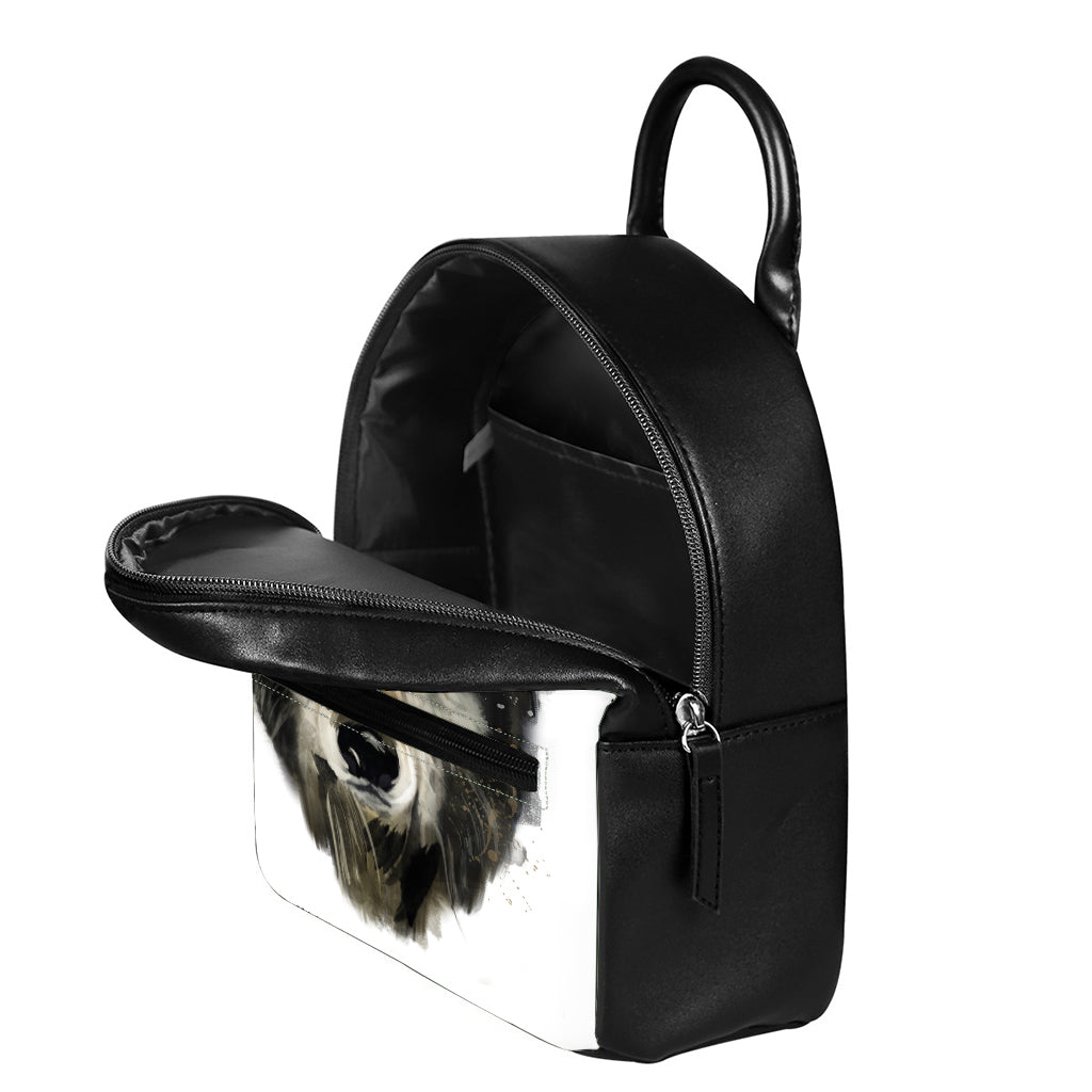 Watercolor Painting Wolf Print Leather Backpack