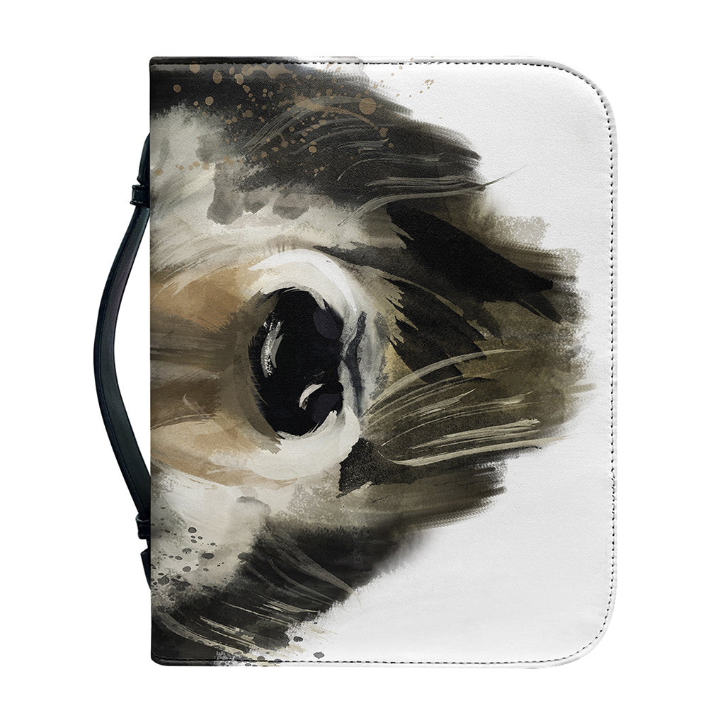 Watercolor Painting Wolf Print Leather Bible Cover