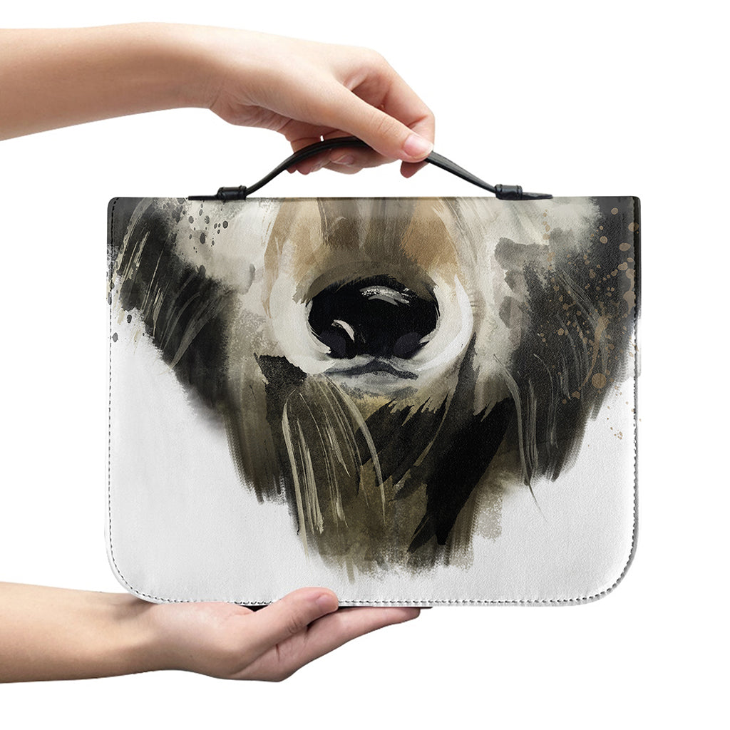 Watercolor Painting Wolf Print Leather Bible Cover