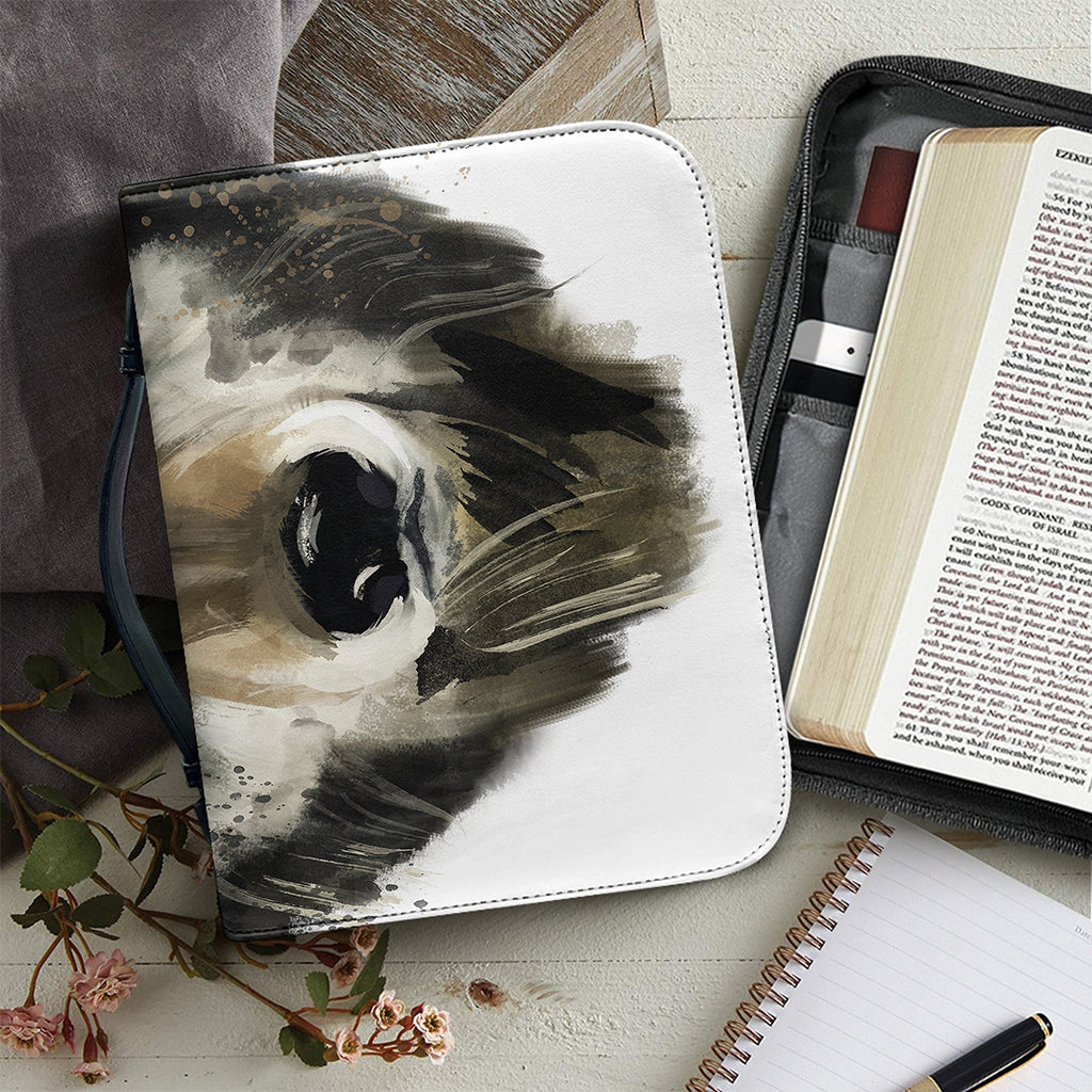 Watercolor Painting Wolf Print Leather Bible Cover
