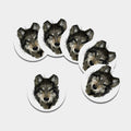 Watercolor Painting Wolf Print Leather Coaster Set