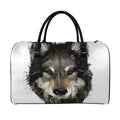 Watercolor Painting Wolf Print Leather Duffel Bag