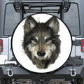 Watercolor Painting Wolf Print Leather Spare Tire Cover