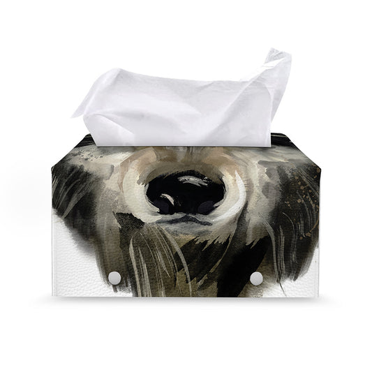Watercolor Painting Wolf Print Leather Tissue Box Cover