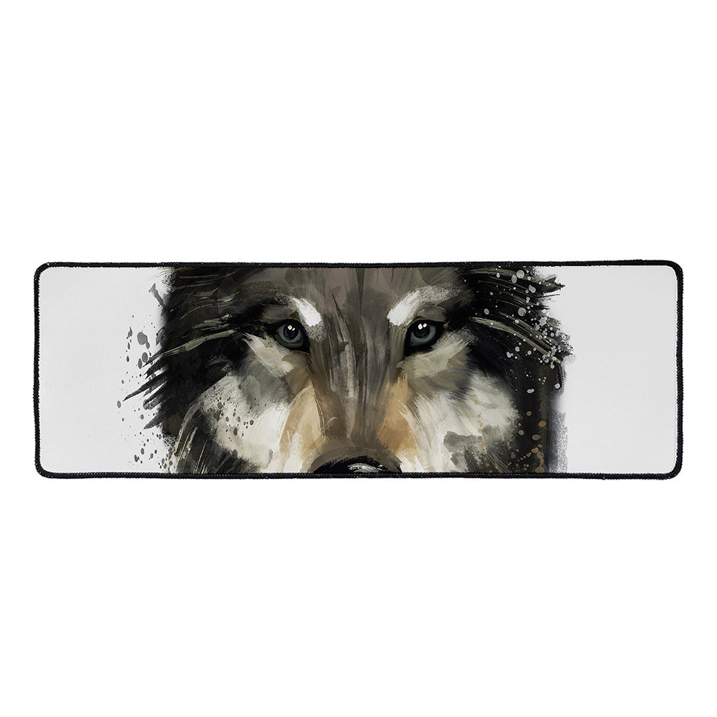 Watercolor Painting Wolf Print Long Kitchen Mat