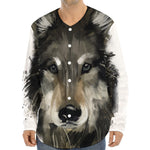 Watercolor Painting Wolf Print Long Sleeve Baseball Jersey