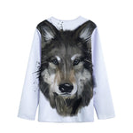 Watercolor Painting Wolf Print Long Sleeve Short Coat