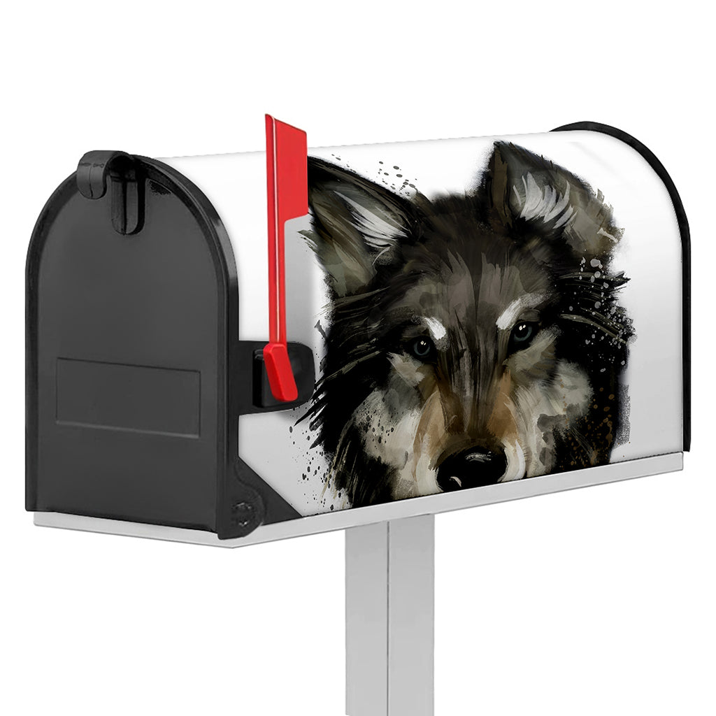 Watercolor Painting Wolf Print Mailbox Cover