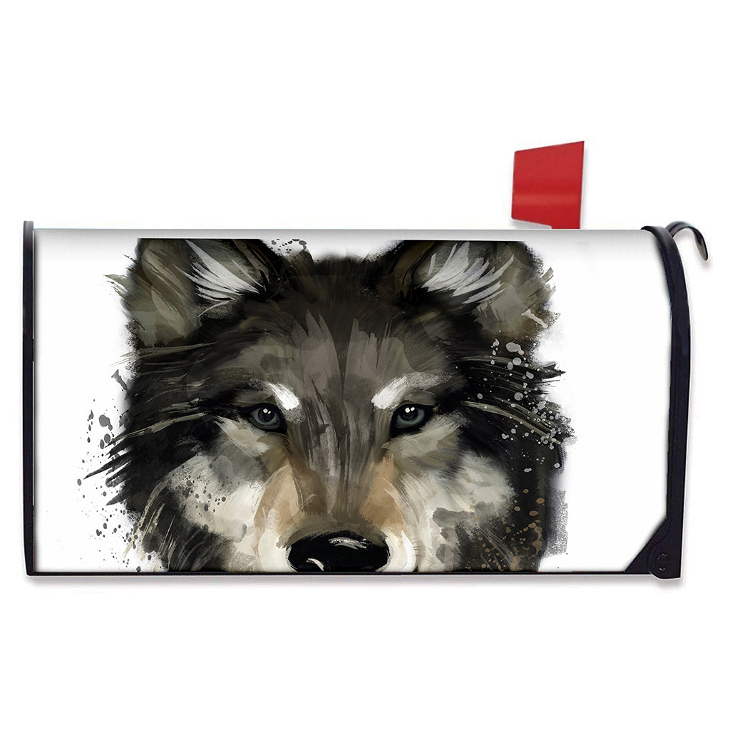 Watercolor Painting Wolf Print Mailbox Cover