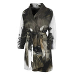 Watercolor Painting Wolf Print Men's Bathrobe