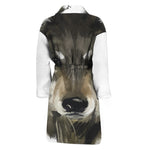Watercolor Painting Wolf Print Men's Bathrobe