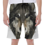 Watercolor Painting Wolf Print Men's Beach Shorts
