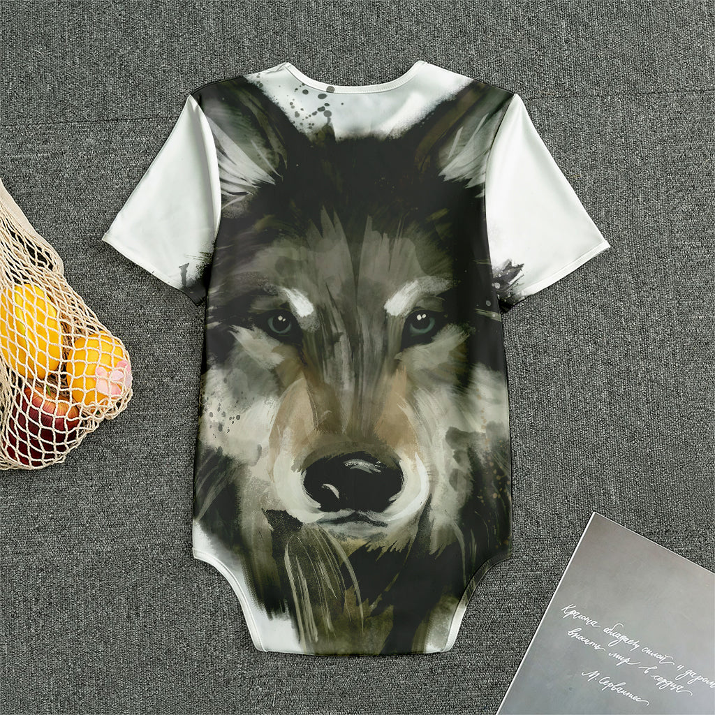 Watercolor Painting Wolf Print Men's Bodysuit