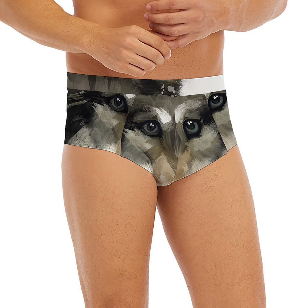 Watercolor Painting Wolf Print Men's Briefs