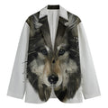 Watercolor Painting Wolf Print Men's Cotton Blazer