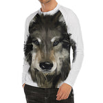 Watercolor Painting Wolf Print Men's Long Sleeve Rash Guard