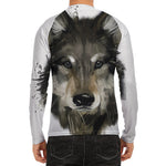Watercolor Painting Wolf Print Men's Long Sleeve Rash Guard