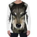 Watercolor Painting Wolf Print Men's Long Sleeve T-Shirt