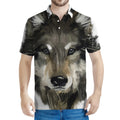 Watercolor Painting Wolf Print Men's Polo Shirt