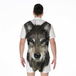 Watercolor Painting Wolf Print Men's Rompers