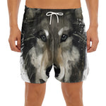 Watercolor Painting Wolf Print Men's Split Running Shorts