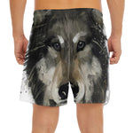 Watercolor Painting Wolf Print Men's Split Running Shorts