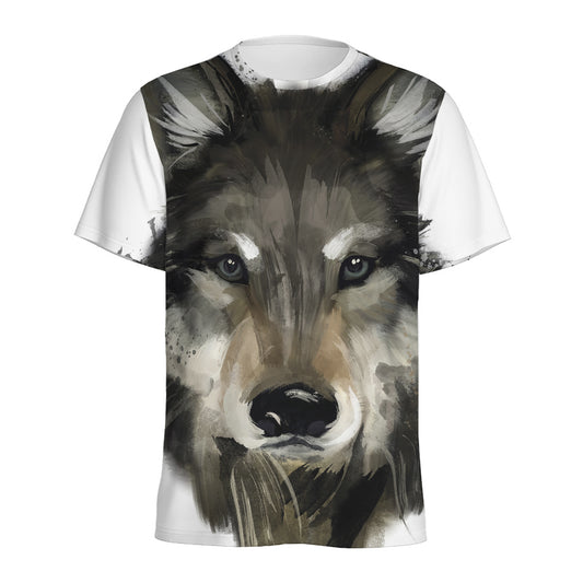 Watercolor Painting Wolf Print Men's Sports T-Shirt