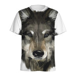 Watercolor Painting Wolf Print Men's Sports T-Shirt