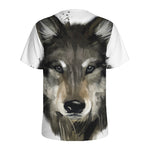 Watercolor Painting Wolf Print Men's Sports T-Shirt