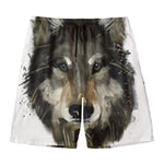 Watercolor Painting Wolf Print Men's Swim Trunks
