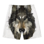 Watercolor Painting Wolf Print Men's Swim Trunks