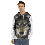 Watercolor Painting Wolf Print Men's Velvet Pullover Hoodie