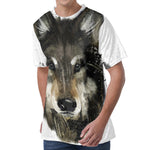 Watercolor Painting Wolf Print Men's Velvet T-Shirt