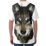 Watercolor Painting Wolf Print Men's Velvet T-Shirt