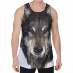 Watercolor Painting Wolf Print Men's Velvet Tank Top