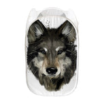 Watercolor Painting Wolf Print Mesh Laundry Hamper