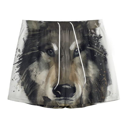 Watercolor Painting Wolf Print Mesh Shorts