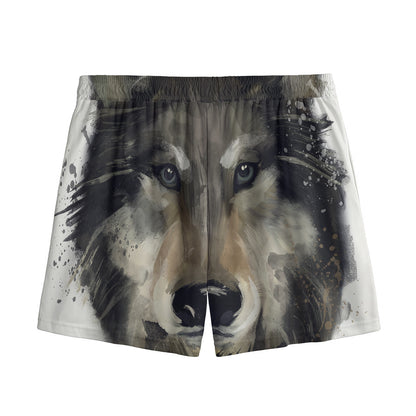 Watercolor Painting Wolf Print Mesh Shorts
