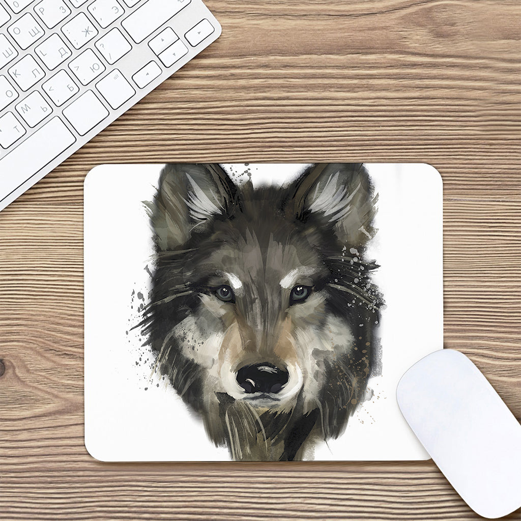 Watercolor Painting Wolf Print Mouse Pad