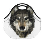 Watercolor Painting Wolf Print Neoprene Lunch Bag