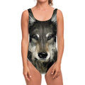 Watercolor Painting Wolf Print One Piece Swimsuit