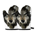Watercolor Painting Wolf Print Oven Mitts