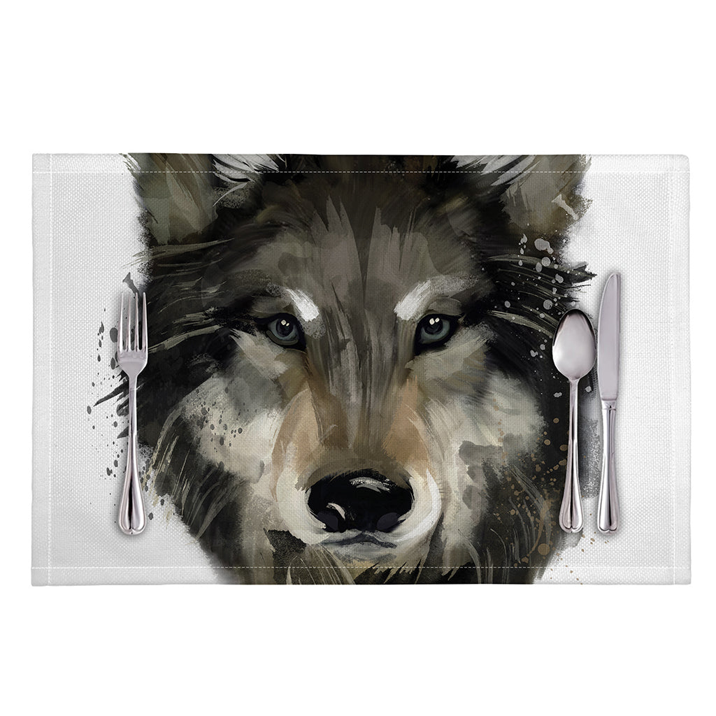 Watercolor Painting Wolf Print Placemat