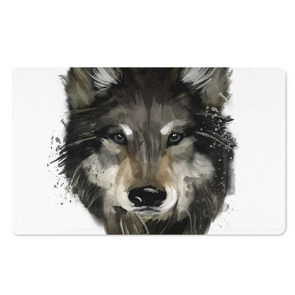 Watercolor Painting Wolf Print Polyester Doormat